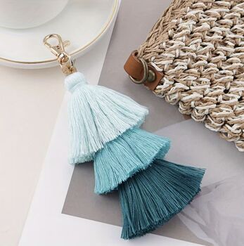 Layered Fringe Tassel Keyring, Four Shades, 4 of 9