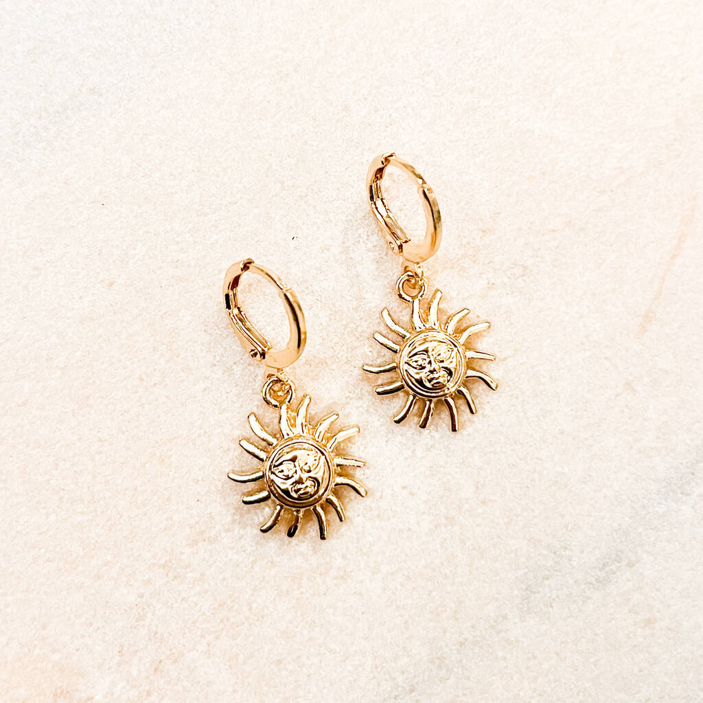 Solstice Sun Charm Huggie Earrings