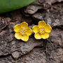 Buttercup Yellow Flower Stud Earrings, thumbnail 1 of 5