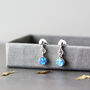 Sterling Silver Tiny Opal Drop Stud Earrings, thumbnail 1 of 10