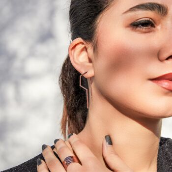 Gold Plated Sterling Silver Angular Drop Earring, 3 of 5