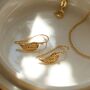 Gold Plated Sterling Silver Angel Wing Dangly Earrings, thumbnail 1 of 4