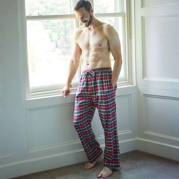 Men's 'Gaia' Tartan Brushed Cotton Pyjama Trousers, 2 of 4