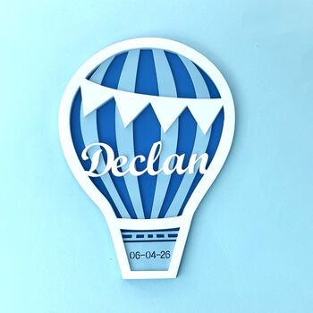 Personalised Hot Air Balloon New Baby Gift Wall Plaque, 12 of 12