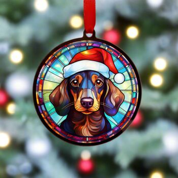 Dachshund In Santa Hat Suncatcher Decoration, 4 of 6