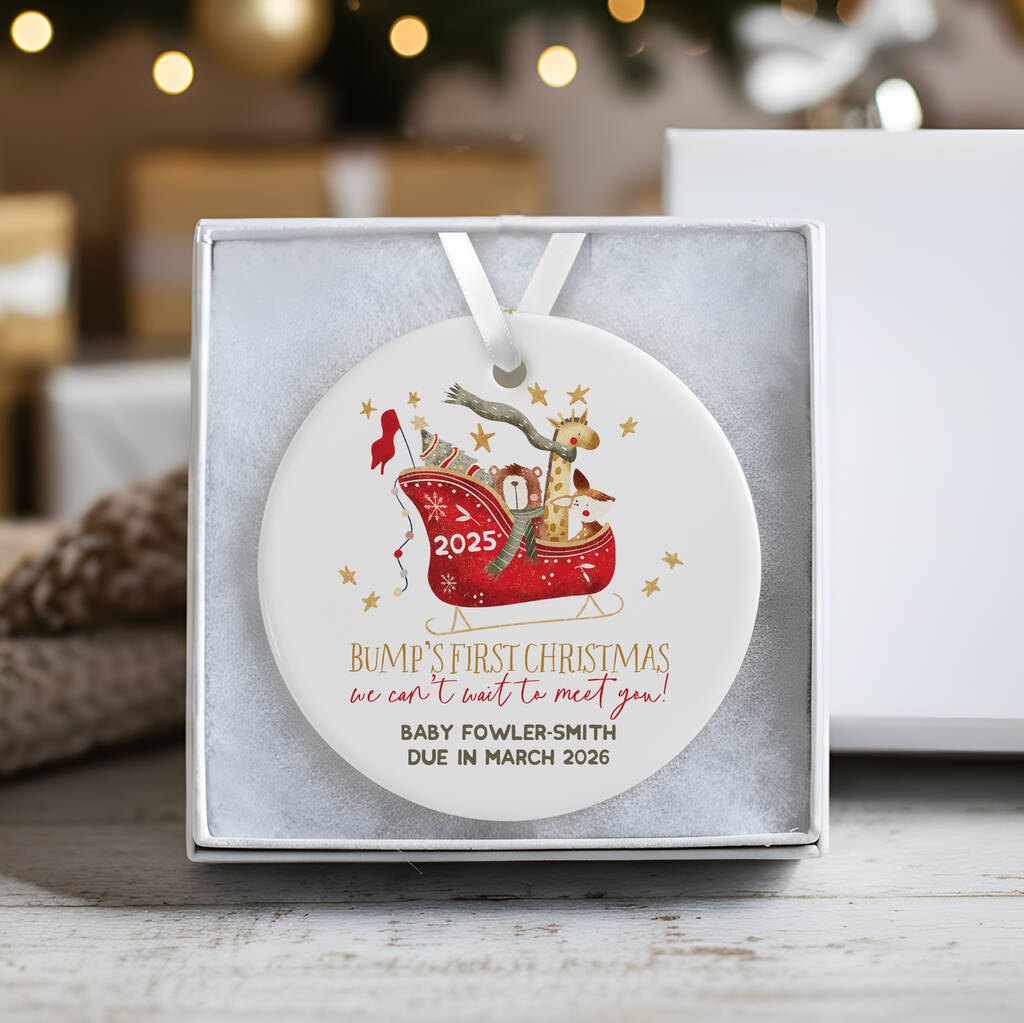 Personalised Bump's First Christmas Ceramic Christmas Tree Decoration, 1 of 5