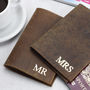 Personalised Mr And Mrs Leather Passport Holder Set, thumbnail 1 of 6
