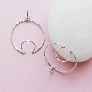 Sterling Silver Double Hoop Ear Cuff Stud Earrings, 6 of 7
