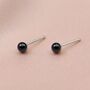 Sterling Silver Black Freshwater Pearl Micro Stud Earrings, thumbnail 2 of 6