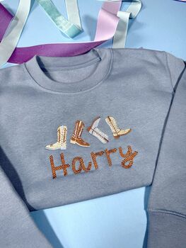 Cowboy Boots Name Personalised Embroidered Sweatshirt, 3 of 4
