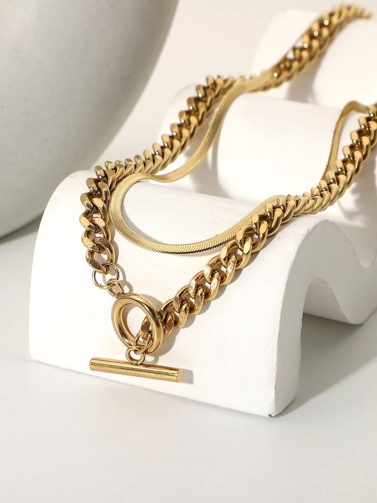 14 K Gold Plated Link Chain Minimalist Choker Necklace By Elk & Bloom