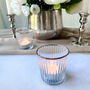 Glass Tea Light Holder With Silver Rim X Three, thumbnail 1 of 5