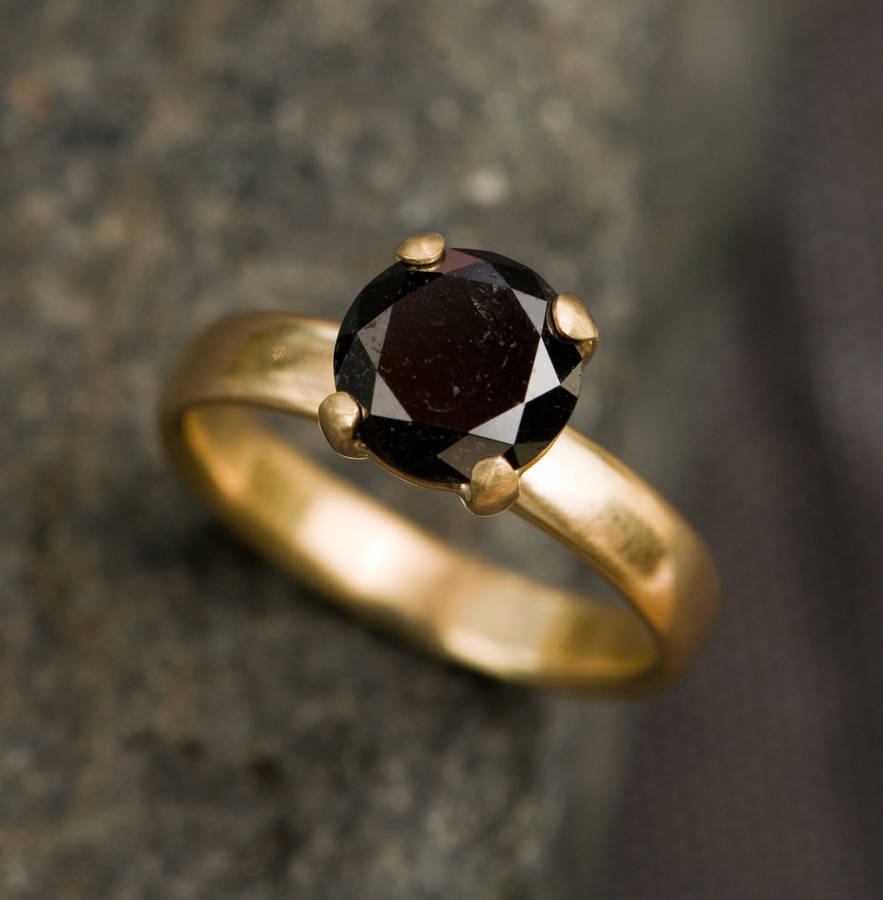 black diamond gold engagement ring by william white