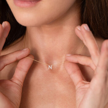 9ct Gold Diamond Mini Initial Pendant, 4 of 8