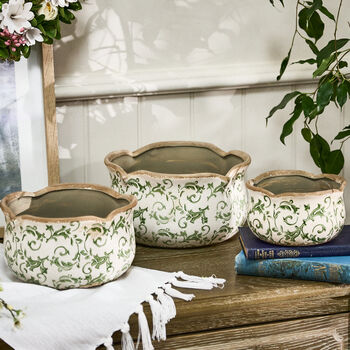 Personalised Gift Set Of Three Irina Green Botanical Planters, 4 of 12