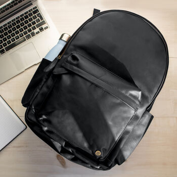 Personalised Black Leather 16 Inch Macbook Backpack, 4 of 11
