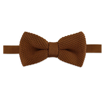 100% Polyester Diamond End Knitted Tie Caramel Brown, 4 of 6
