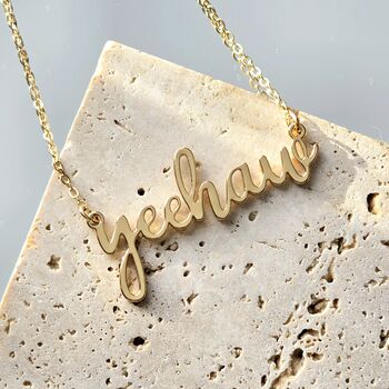 Yeehaw Script Necklace In Stainless Steel, 2 of 5