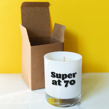 Super At 70th Birthday Fragranced Soy Candle, 3 of 3