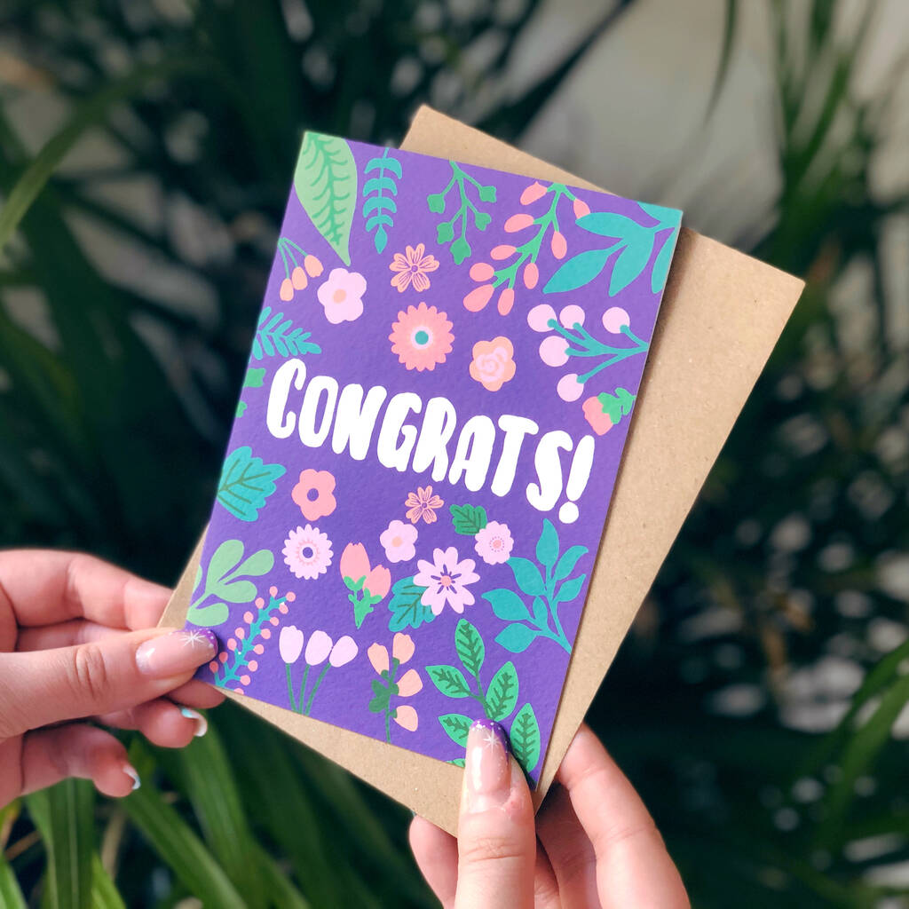 Colourful Floral Congratulations Card Congrats By Xoxo Designs By