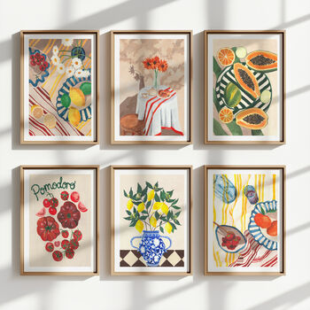 Colourful Kitchen Wall Art Set | Mediterranean Fruit Prints, 2 of 13