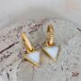'The Triangle' Mother Of Pearl Gold Plated Earrings, thumbnail 5 of 7