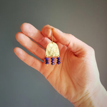 'Titans Olympus' Lapis Lazuli And Brass Earrings, 4 of 4