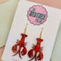 Small Red Glitter Lobster Earrings / You're My Lobster Gift / Romantic Earrings / Valentines Gift, thumbnail 3 of 6
