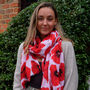 Poppy Red And White Mid Weight Flower Scarf, thumbnail 1 of 4