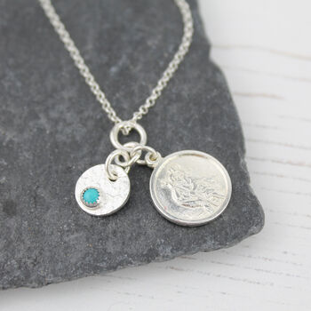 Sterling Silver St Christopher Birthstone Necklace, 8 of 9
