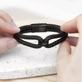 Personalised Men's Iconic Dual Leather Bracelet, 8 of 12