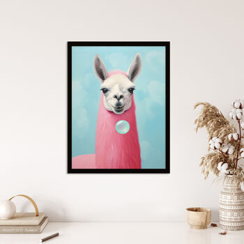 Llama Bubbles Fun Vibrant Animal Pink Wall Art Print, 4 of 6
