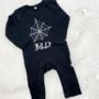 Personalised Spider Web First Halloween Babygrow, thumbnail 2 of 3