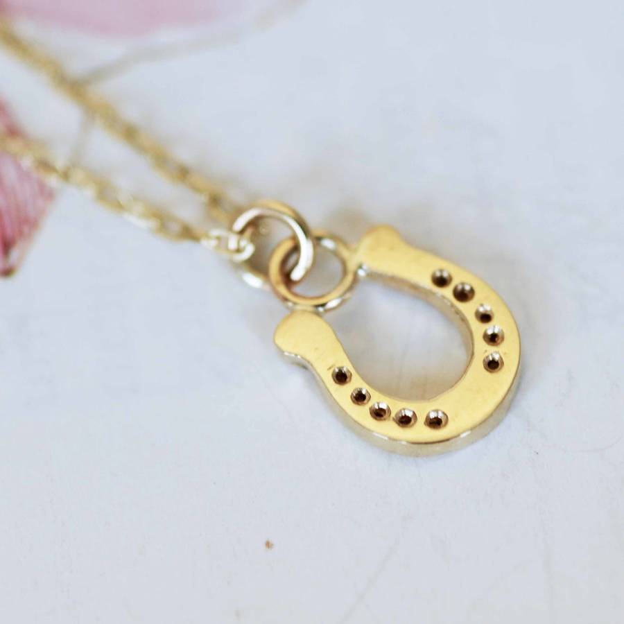 gold horseshoe necklace by heather scott jewellery