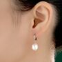 Asymmetric Baroque Pearl Huggie Hoop Earrings, thumbnail 3 of 11