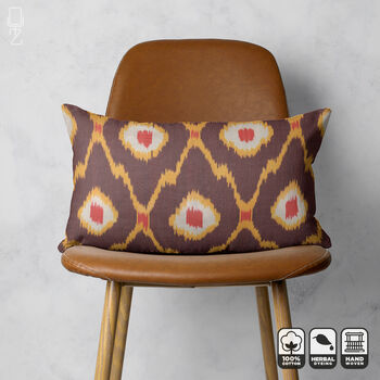 Brown Handwoven Cotton Ikat Pillow Cover, 4 of 5