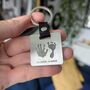 Personalised Hand And Footprint Square Steel Keyring, thumbnail 1 of 5