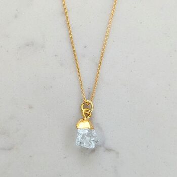 March Birthstone Necklace, Aquamarine, Gold Plated, 2 of 5