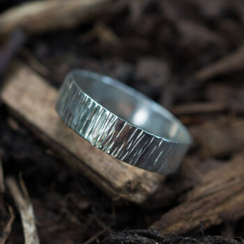 Bark Effect Rings In 9ct White Eco Gold, 2 of 11