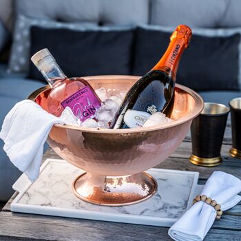 Hammered Silver Solid Copper Champagne And Ice Bowl Bucket, 3 of 12