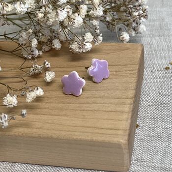Tiny Lilac Pastel Flower Stud Earrings, 3 of 8
