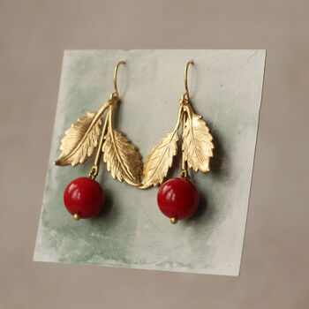 Vintage Brass Cherry Earrings, 3 of 9