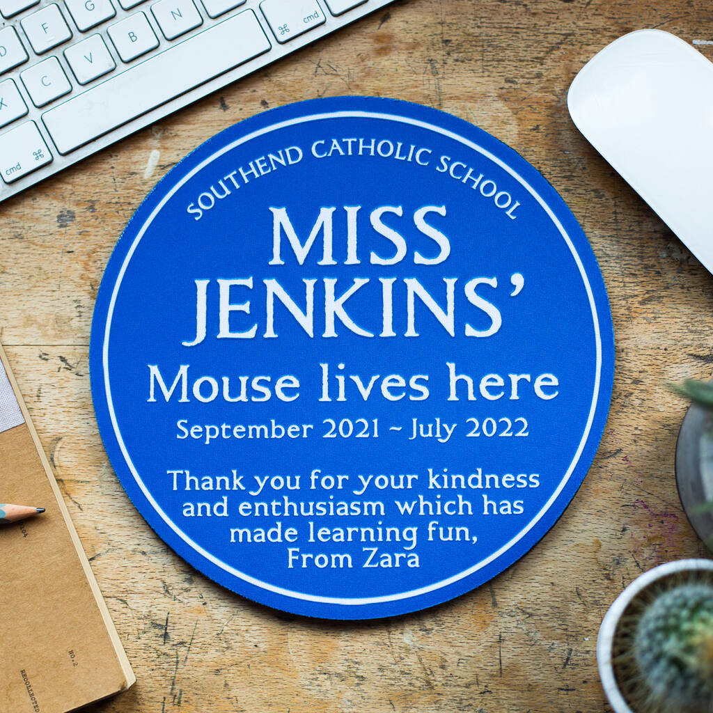 Personalised Blue Plaque Mouse Mat Gift For Teacher, 1 of 4