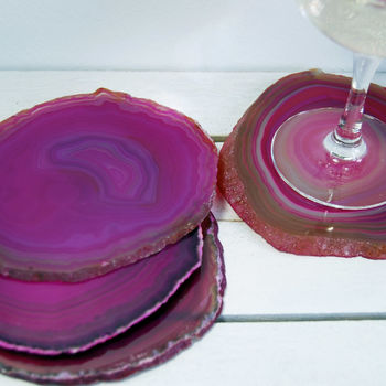 Pink Agate Coaster Set Of Two, 3 of 3