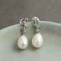 Sterling Silver Crystal And Pearl Drop Earrings, thumbnail 4 of 11