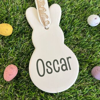 Personalised Easter Hanging Ceramic Rabbit, 5 of 6