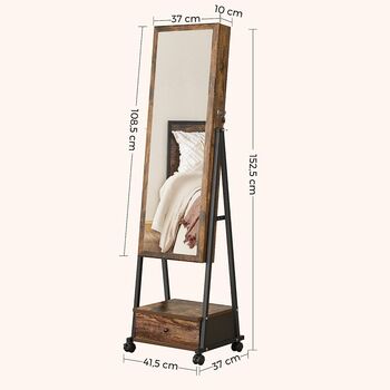 Floor Standing Jewelry Cabinet With Full Length Mirror, 5 of 10
