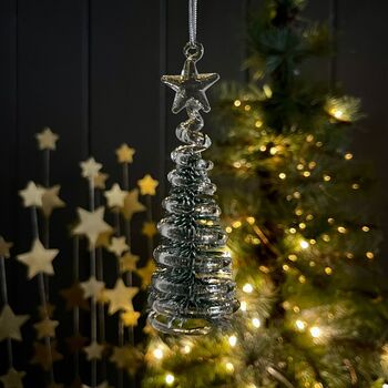 Hanging Glass Christmas Tree Decoration, 2 of 2