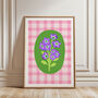 Floral Gingham Art Print Pink, thumbnail 4 of 5