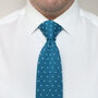 Men's Square End Knitted Tie With Dots Dark | Teal, thumbnail 2 of 5